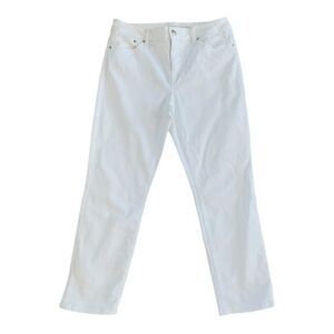 Chico's So Slimming White Cotton Girlfriend Cropped Jeans Sz 6 0.5 33W VG